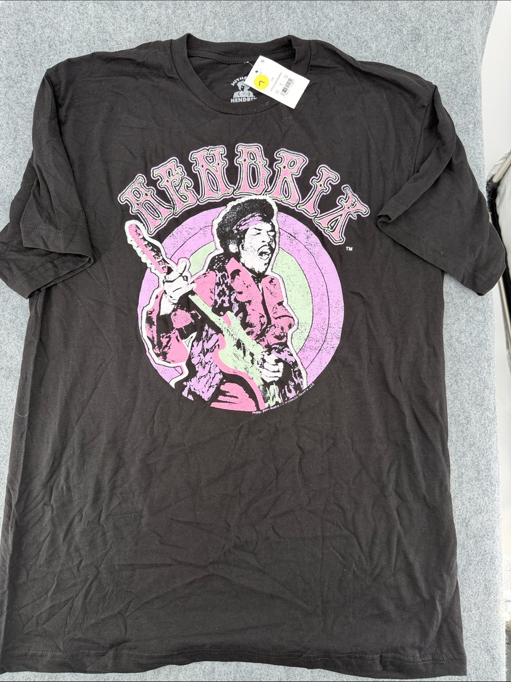 Authentic Hendrix Black 100% cotton Graphic Band Tee size Large NWT